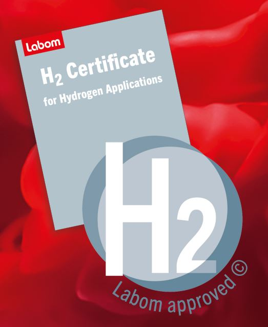 Zertifikat zur H2-Beständigkeit und Labom Wasserstoff Siegel. Zertifikat zur H2-Beständigkeit und Labom Wasserstoff Siegel.