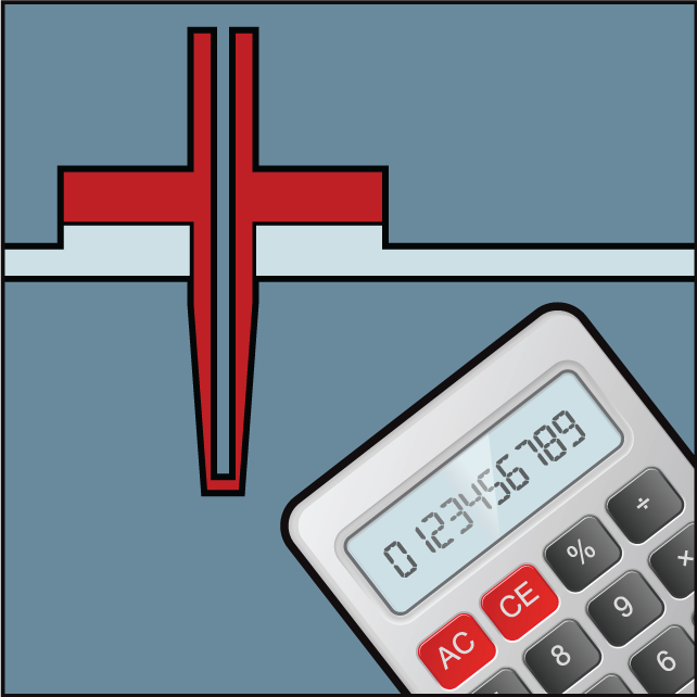 Illustration of a thermowell and calculator.